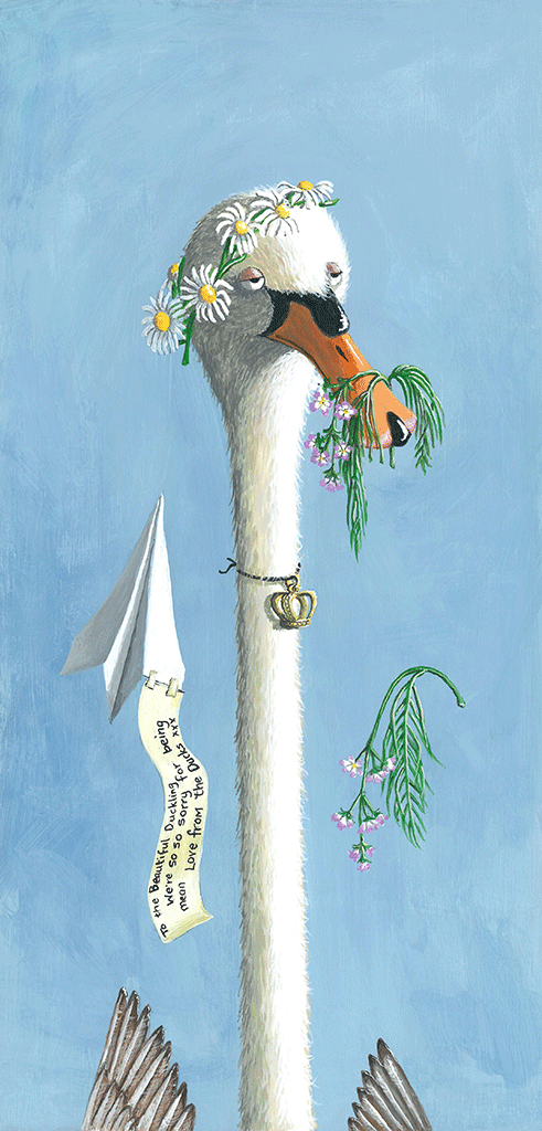 An acrylic painting of The Ugly Duckling